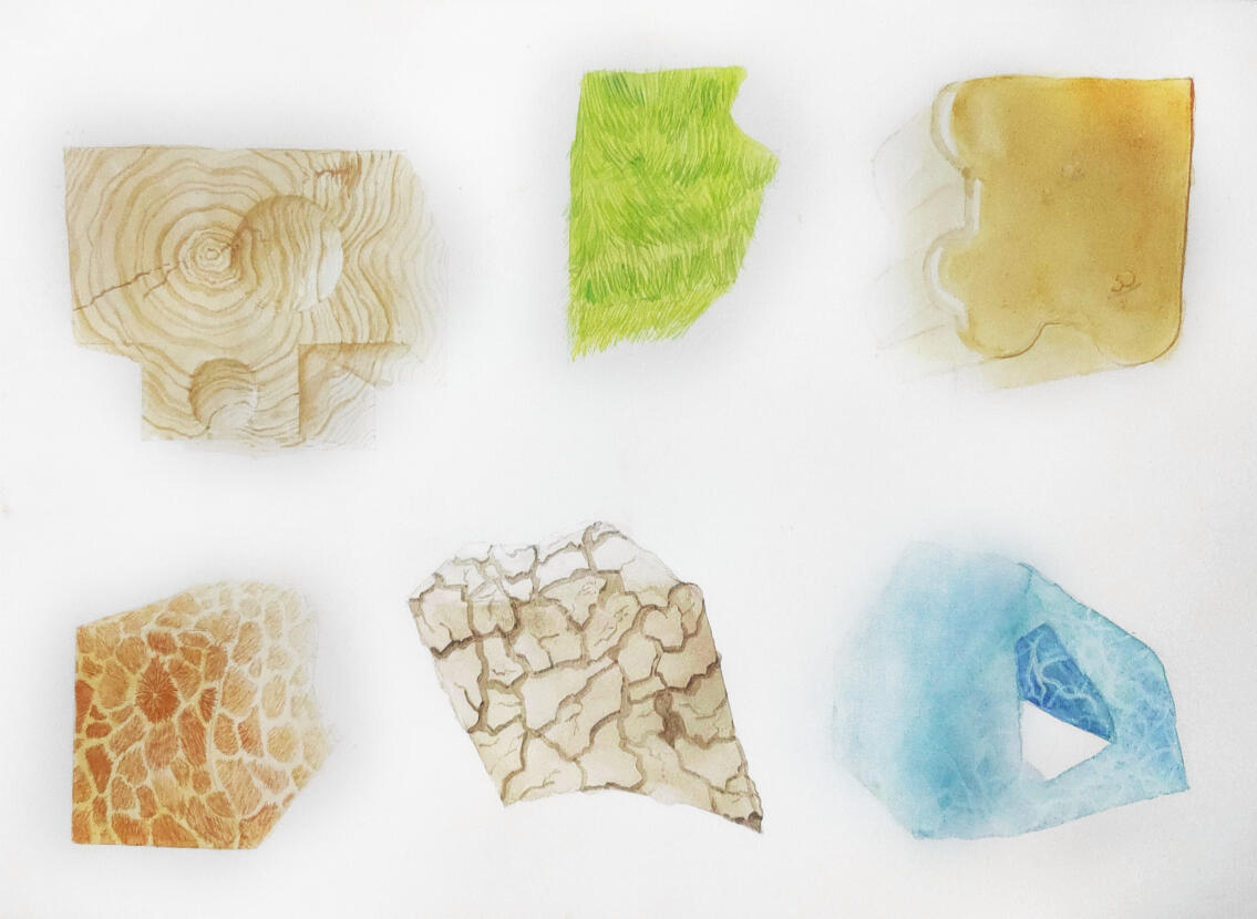 Textures and shapes, Watercolor Study